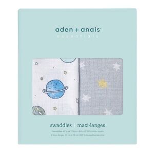 aden + anais™ essentials 100% cotton muslin swaddles, 2 Pack, 44" x 44", space c